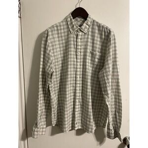 Johnnie-O Men's Gray Watts Hangin' Out Long Sleeve Button Down Plaid Shirt Large